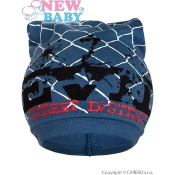 Čepice NEW BABY Jarní dětská čepička New Baby s nápisem modrá Modrá 104 (3-4r)