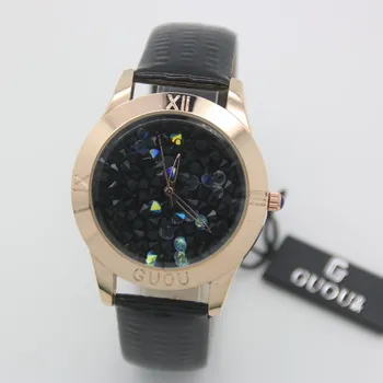 Hodinky Černé náramkové hodinky s křišťály