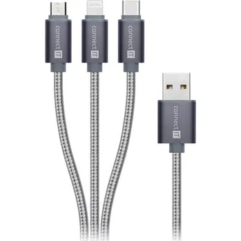 Datový kabel Connect IT 3in1 USB-C & Micro USB & Lightning 1,2 m