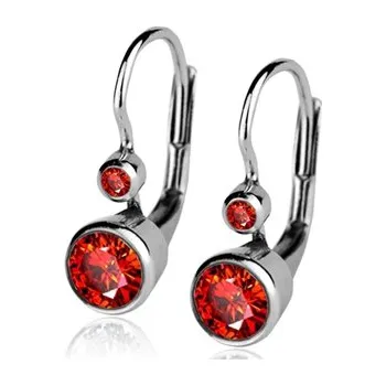 Náušnice Dívčí stříbrné náušnice se dvěma červenými zirkony