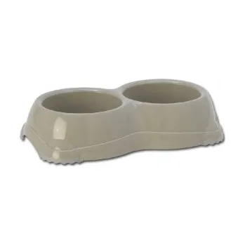 miska pro kočku Dvojmiska SMARTY protiskluzová šedá 2×230ml