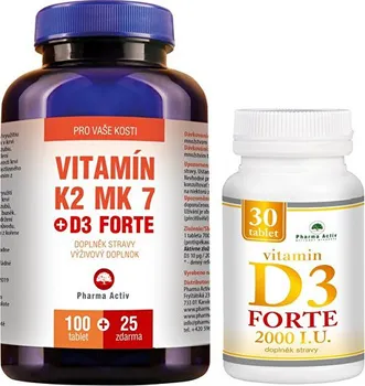 Pharma Activ Vitamín K2 MK7 + D3 Forte 125 tbl. + Vitamín D3 Forte 30 tbl.