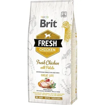 Pro psa Brit Fresh Chicken & Potato Adult Great Life 12 kg + Vepřové ucho