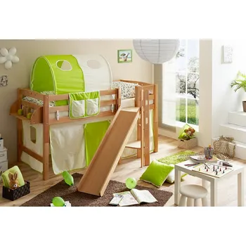 Dětská postel Dětská vyvýšená postel se skluzavkou TINO buk