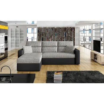 Sedací souprava Rozkládací rohová sedačka ANDREJ šedá melír / černá