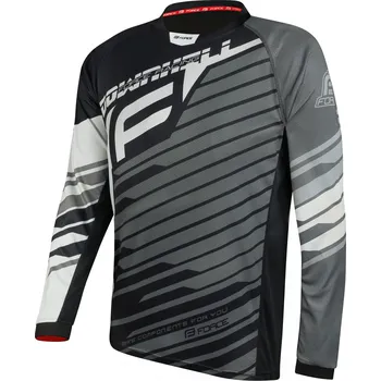 cyklistický dres Force Downhill LS černý/šedý/bílý, XL