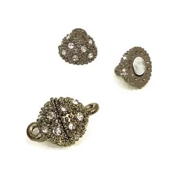 Materiál na výrobu šperku Magnetické zapínání s kamínky starobronz 10mm (1ks)