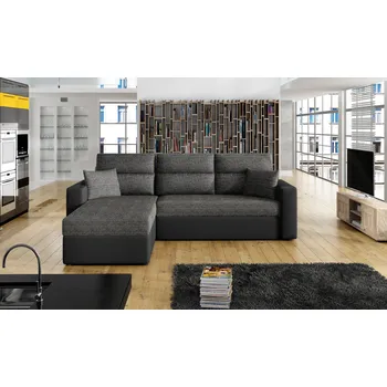 Sedací souprava Rozkládací rohová sedačka ANDREJ černá melír / černá