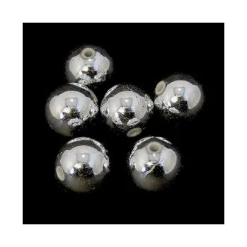 Dětské navlékací korálky Korálky plastové metalické stříbrné kuličky 14mm 6ks