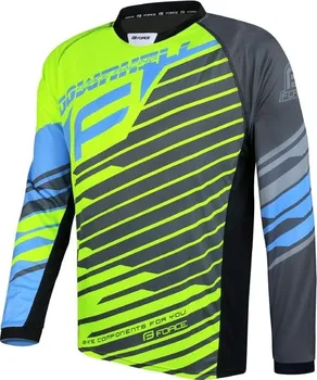 cyklistický dres Force Downhill dlouhý rukáv fluo/modrý/šedý