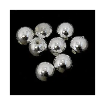 Dětské navlékací korálky Korálky plastové metalické stříbrné kuličky 12mm 8ks