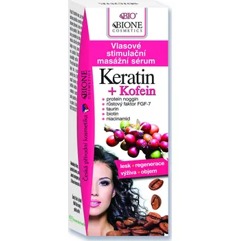 Vlasová regenerace Bione Cosmetics Keratin + Kofein vlasové stimulační masážní sérum 215 ml