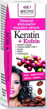 Vlasová regenerace Bione Cosmetics Keratin + Kofein vlasové stimulační masážní sérum 215 ml