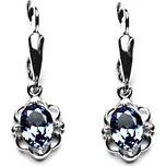 Zlaté náušnice, synt. tmavý akvamarin, bílé zlato, NK 1140/20