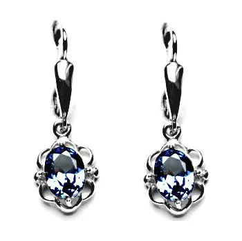 Náušnice Zlaté náušnice, synt. tmavý akvamarin, bílé zlato, NK 1140/20