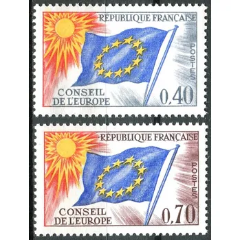 Poštovní známka Post France (1969) MiNr. 13 - 14 ** - Francie - Rada Evropy - Vlajka EU