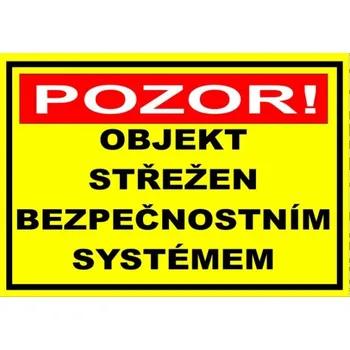 Plechová cedule Výstražná cedule venkovní ZABEZPEČENÍ formátu A4