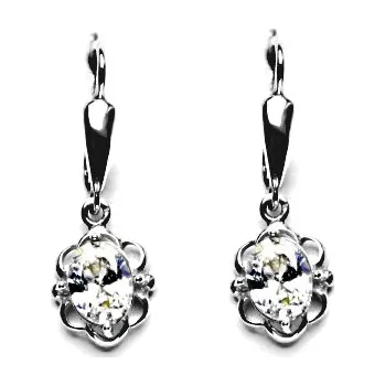 Náušnice Zlaté náušnice, čirý zirkon, bílé zlato, NK 1140/20