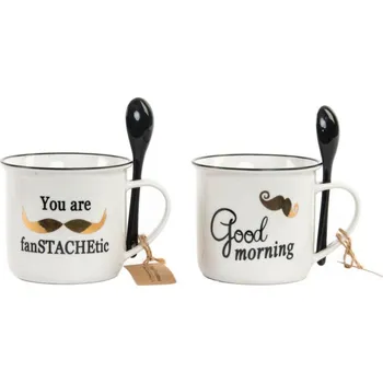 ItemInt Hrnek pro pány CHIC s keramickou lžičkou 350 ml