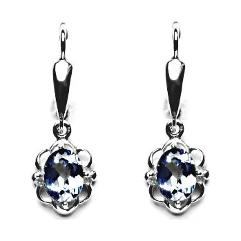 Náušnice Zlaté náušnice, synt. světlý akvamarin, bílé zlato, NK 1140/20