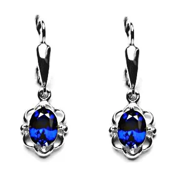 Náušnice Zlaté náušnice, syntetický spinel, bílé zlato, NK 1140/20