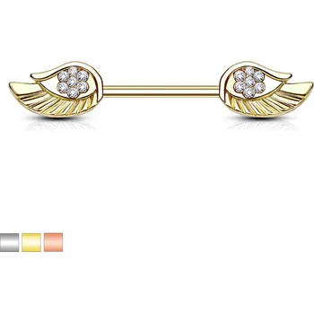 Piercing Piercing do bradavky chirurgická ocel křídla KR14578 (Poslední kusy)