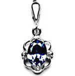 Zlatý přívěsek, synt. tmavý akvamarin, bílé zlato, P 1140/22 (zirkon 8x6 mm)