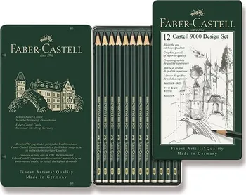 Grafitová tužka Faber-Castell 9000 Design set plechová krabička 12 ks