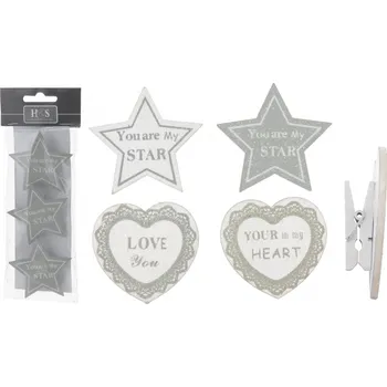 Zahradní dekorace Hvězdy, srdce na kolíčku s/3 (79826)