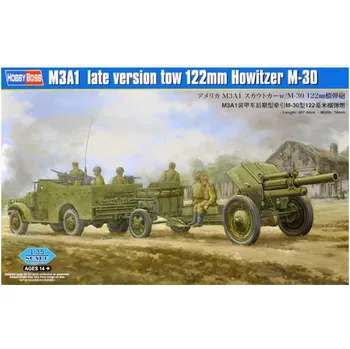 Plastikový model Hobby Boss 1/35 M3A1 late version tow 122mm Howitzer M-30