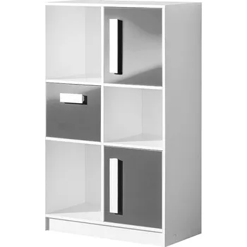 Komoda Nábytek Pyramida, s.r.o. Komoda vysoká GULLIWER 7 bílá/šedá lesk