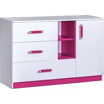Komoda Nábytek Pyramida, s.r.o. Komoda široká TRAFICO 7 bílá/růžová