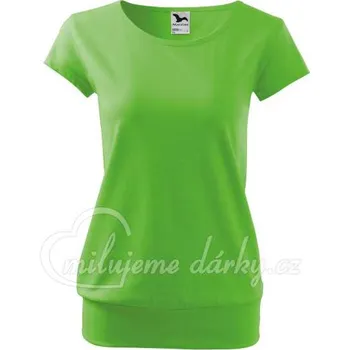 Dámské tričko CITY, dámské volnější triko s lodičkovým výstřihem, krátký rukáv, jablkově zelené