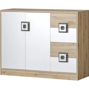 Komoda Nábytek Pyramida, s.r.o. Komoda široká NIKO 8 dub jasný/bílá/popel