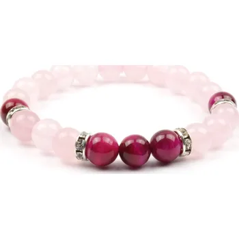 Náramek Moni - dámský náramek růženín tygří oko magenta