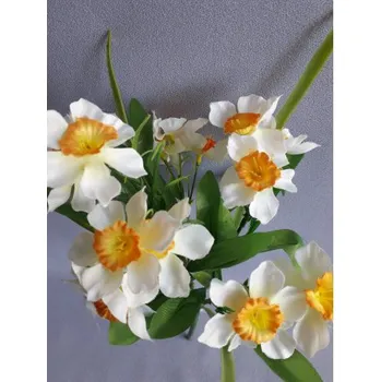 umělá květina Narcis kyt., 5 barev, Barva bílo-oranžová EJ002