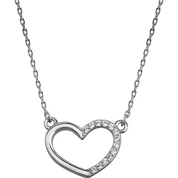 Řetízek Olivie Stříbrný náhrdelník SRDCE se zirkony 2183 Ag 925; ≤2,2 g.