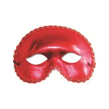 Karnevalová maska ANDĚL Plesová škraboška červená s lemováním 19cm