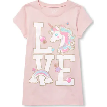 Dívčí tričko CHILDREN´S PLACE DÍVČÍ TRIČKO "LOVE UNICORNS" Barva: růžová, Velikost: XXL (170)