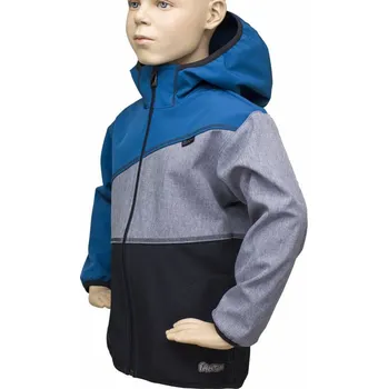 Chlapecká bunda Fantom Softshellová bunda s FLEECEM - petrolej-šedý melír-černá KONFEKČNÍ VELIKOST: 86