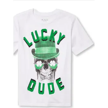 Chlapecké tričko CHILDREN´S PLACE CHLAPECKÉ TRIČKO "LUCKY DUDE" Barva: bílá, Velikost: L (146/152)