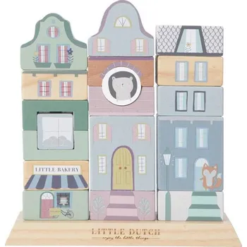 Dřevěná hračka Tiamo Little Dutch Stavebnicové kostky modré