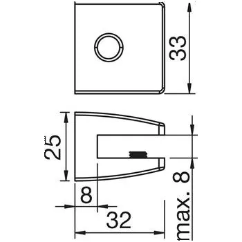 LED lišta LED upínací nosič skleněné police, ZETA 3S vč. dotykového ovládání,1,2W,stříbrný