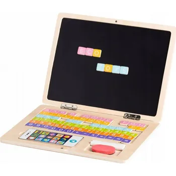 Dřevěná hračka ECOTOYS Dřevěný notebook s magnetickým monitorem