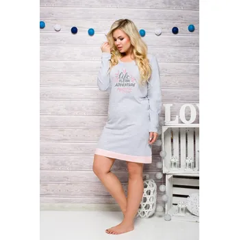 Dámská noční košile Taro, dámská noční košile 2015/1-Viva, dlouhý rukáv, šedá, vel. 3XL