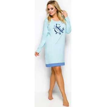 Dámská noční košile Taro, dámská noční košile 2015/2-Viva, dlouhý rukáv, modrá, vel. 3XL