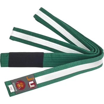 Bojový sport JU-SPORTS BRAZILIAN JIU JITSU dětský pás zeleno-bílá Barva: BJJ zelená-bílý pruh, Délka: 240