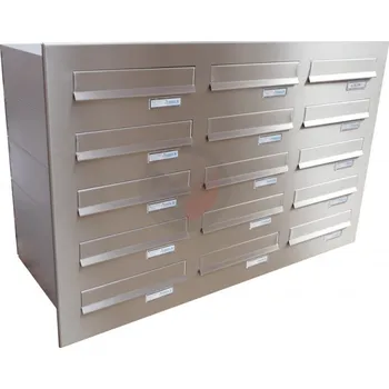 Poštovní schránka Sestava (3x5) pro zazdění z 15x B-04 (300x110x385) s ČD 960x610 mm - NEREZ