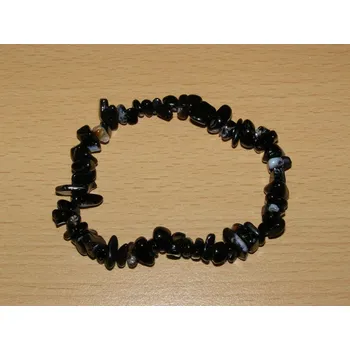 Drahý kámen Achát černý - Náramek - tromlované kameny - knt31
