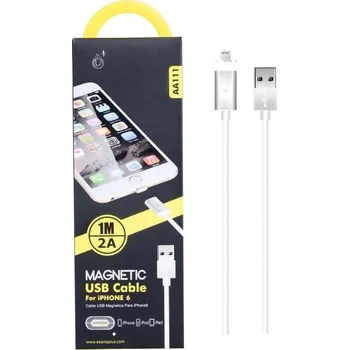 Datový kabel Aligator PLUS AA111 magnetický datový kabel Lightning 1 m bílý